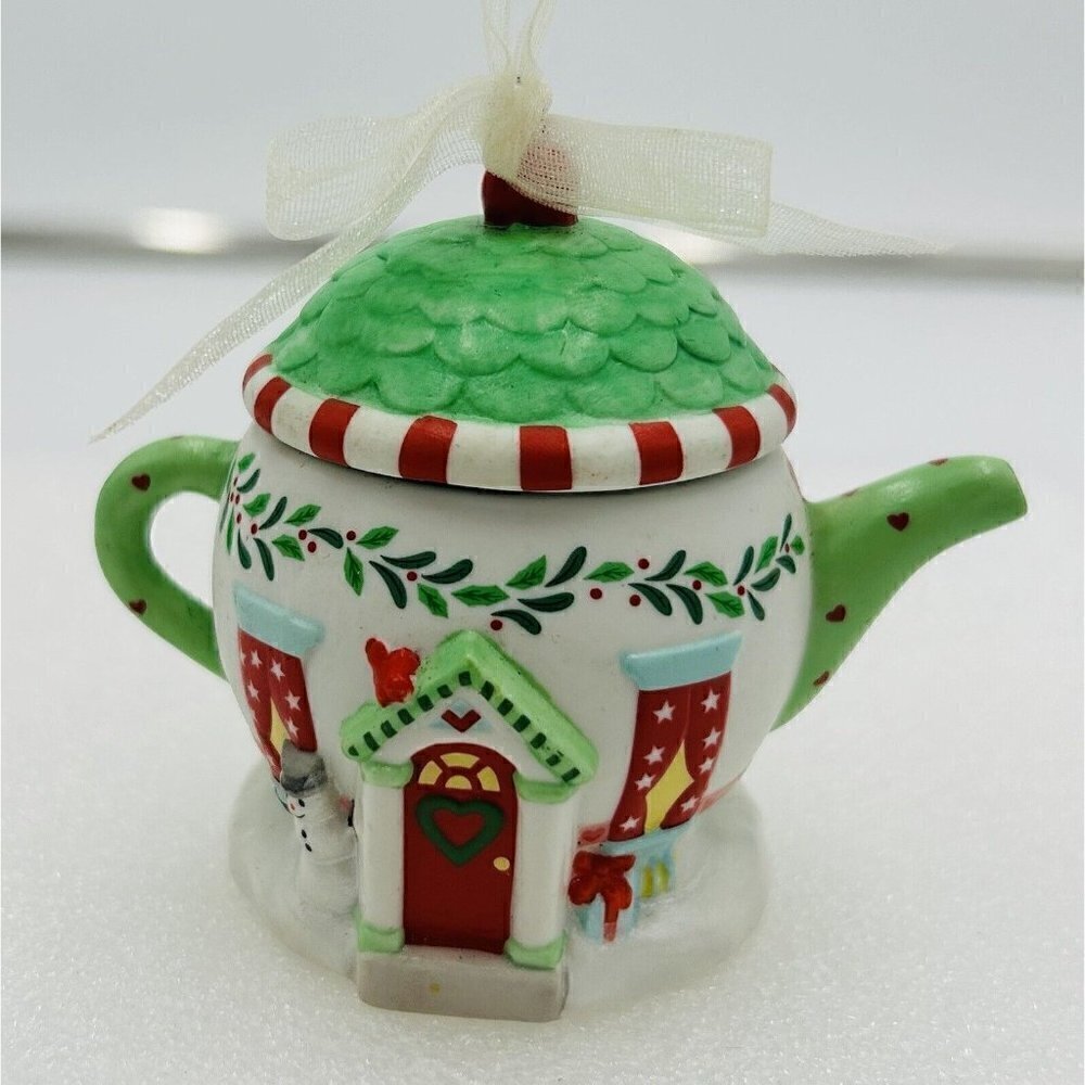 Vintage 2001 Hallmark Keepsake Christmas Ornament "COZY HOME" Porcelain Teapot